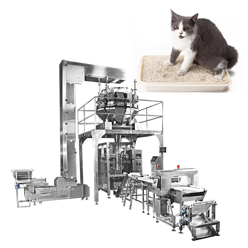 Otomatik 4KG 10KG 18KG Granül 14 Kafa Kantarı Kedi Çöp Torbası Dolum Paketleme Makinesi