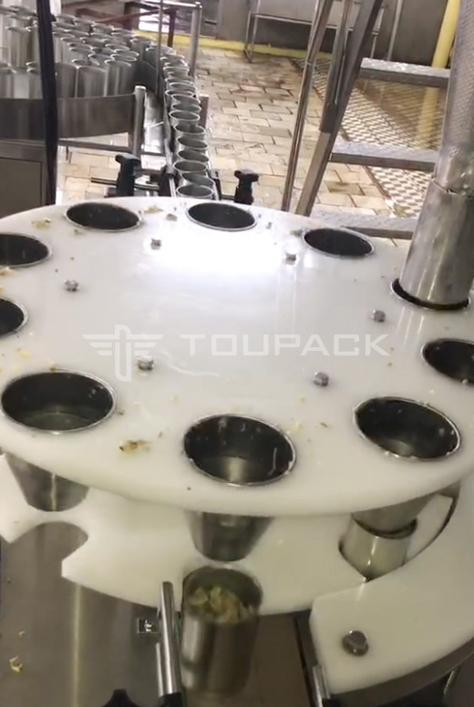 Şişe teneke kutuları için otomatik ağırlama doldurma ve mühürleme makinesi 10-500g konserve salyangoz eti