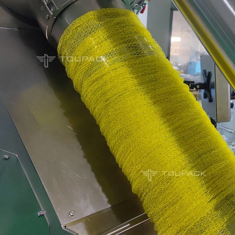 Tam Otomatik Doğrusal Kombi Wigher Net Kesme Makinesi ile Limon Mesh Çanta Paketleme Ekipmanı