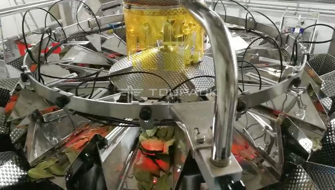 Kuru çay yaprakları için tam otomatik dikey tartma paketleme makinesi 14 başlı çok başlı tartıcı