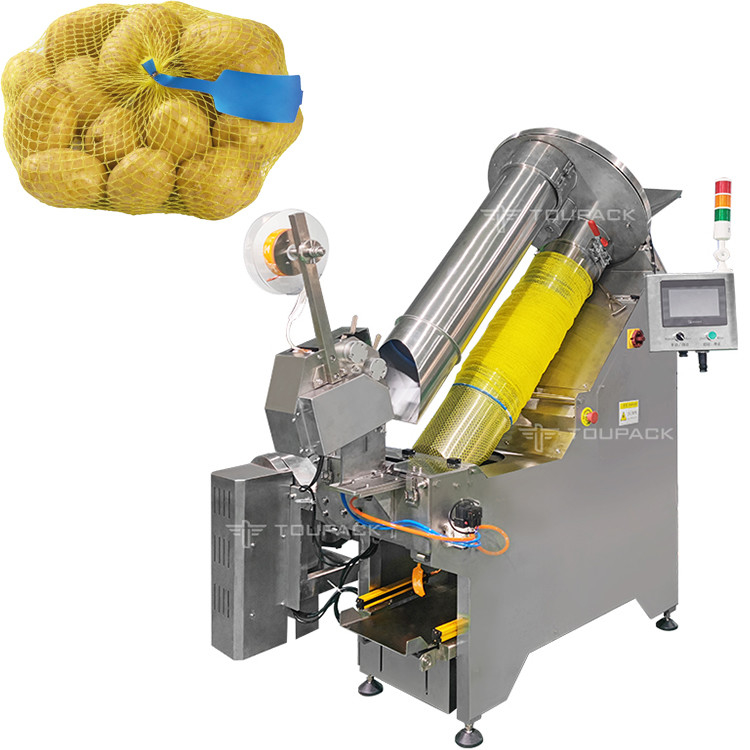5kg Mesh Bag Packaging Machine Otomatik Taze Meyve Ağ Çantası Sarma Kesme Etiketleme Makinesi