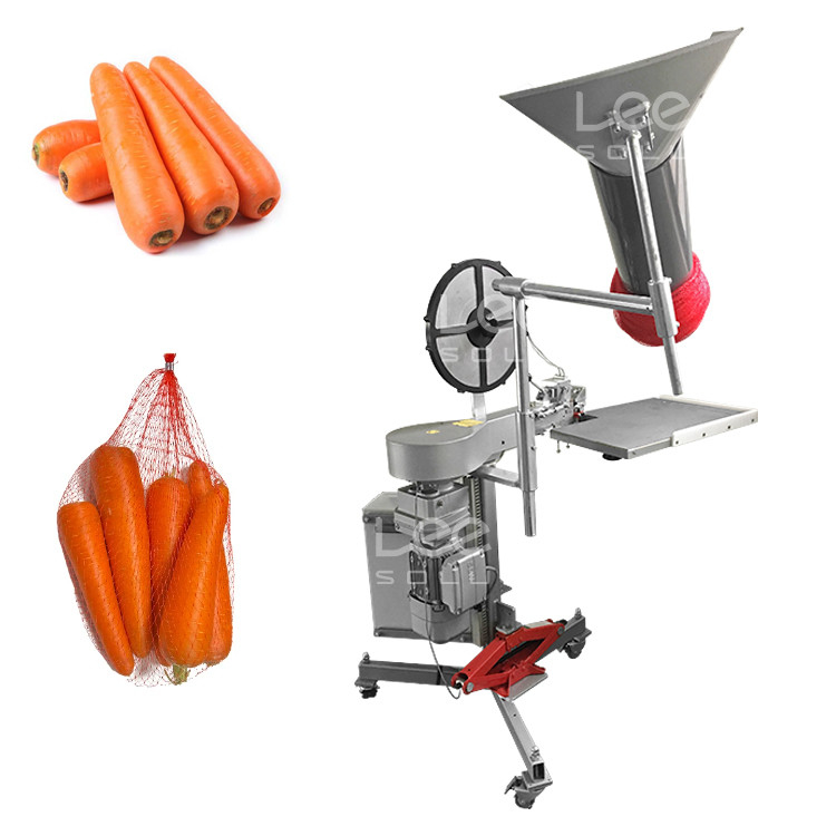 Yarım Otomatik Havuç Ağ Torbası Paketleme Makinesi Sarımsak Soğan Zencefil Ağ Torbası Paketleme Kesme Makinesi