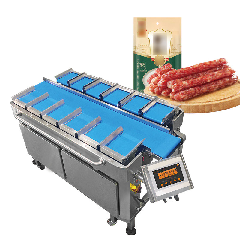 Çince duman sosisleri yarı otomatik 12 başlı çok başlı ağırlıklı paketleme makinesi sertleştirilmiş sosis paketleme torbalama makinesi