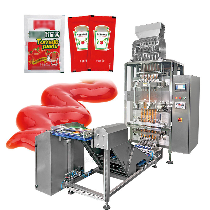 Otomatik Toz Sos Sıvı Çubuk Çubuk Multi Lane Doldurma Makinesi Multi Lane Paketleme Makinesi Multi Lane Checkweigher