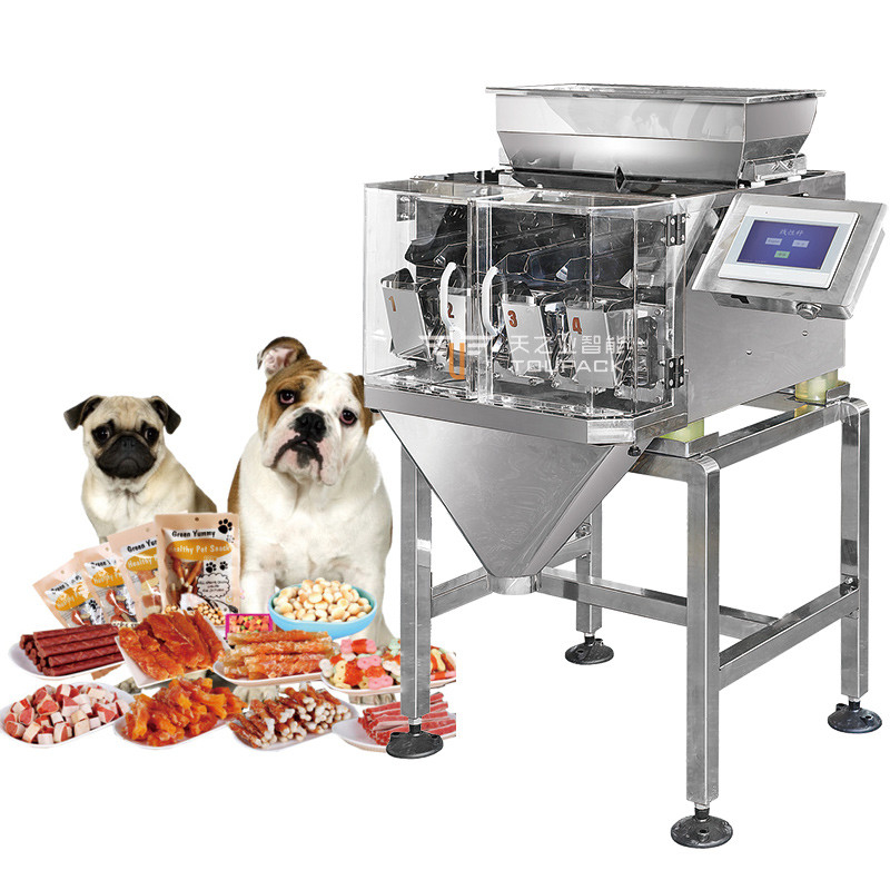 Islak ve kuru evcil hayvan maması Çok başlı ağırlıklı paketleme makinesi Köpek ve kedi maması 120 g 240 g 400 g 1 kg çanta paketleme makinesi