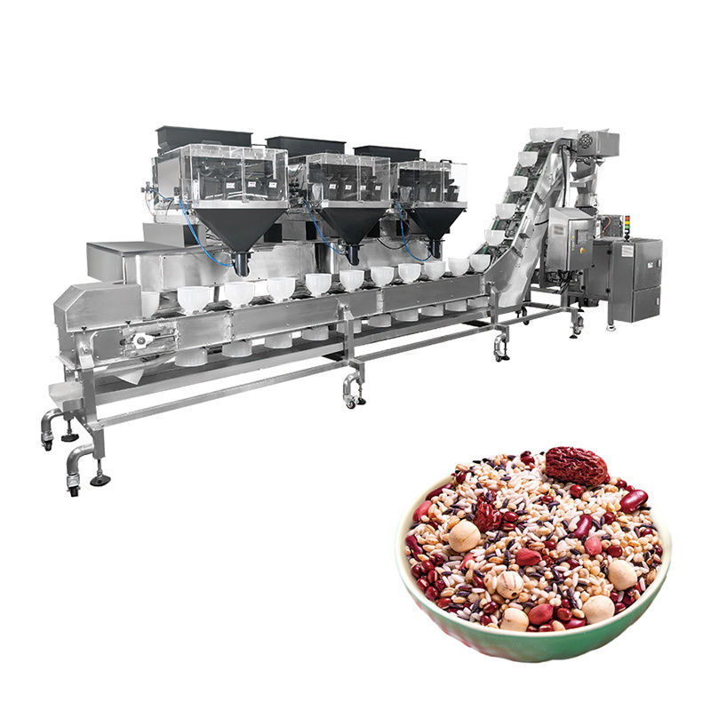 Çok malzeme 2.5kg Pet Food Packaging Machine Multihead Weigher Lineer Weigher For Ziplock Doypack Bag Packing
