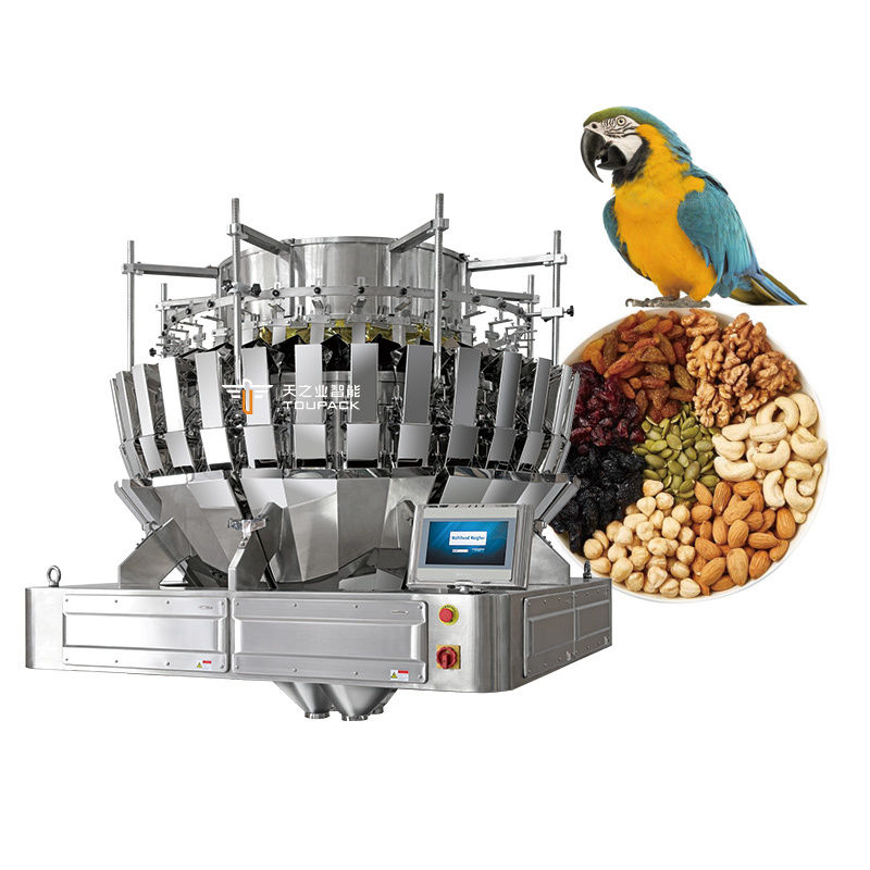 Çok malzeme 2.5kg Pet Food Packaging Machine Multihead Weigher Lineer Weigher For Ziplock Doypack Bag Packing