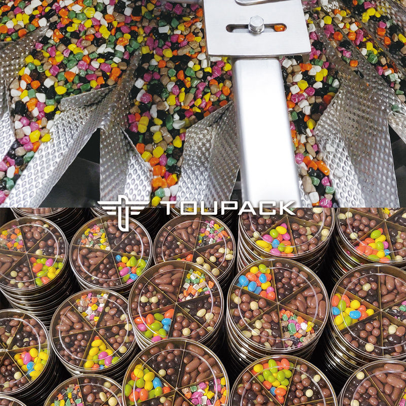 Otomatik Toplu Atıştırmalık Gıda Paketleme Makinesi Bisküvi Kurabiye Sakızlı Şeker Torbası  Poşet Dolum Makinesi Çoklu Kafa Tartı Paketleme Makinesi