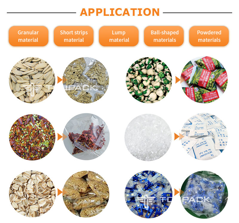 Otomatik Patates Çipleri Çoklu Başlı Ağlama Sistemi Karides Fransız Paketleme Makinesi Şişirme Gıda Granül Paketleme Makinesi