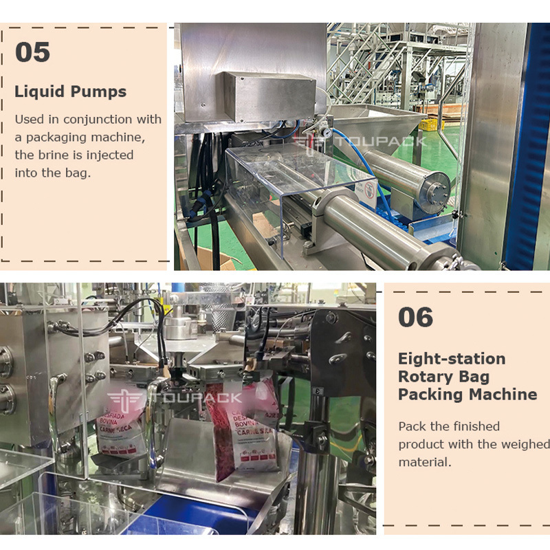 Otomatik Tavuk Sığır Kırık Zipper Ön yapımı Ağlama Doldurma Paketleme Makinesi Dondurulmuş Deniz Ürünleri Doypack Çanta Paketleme Makinesi