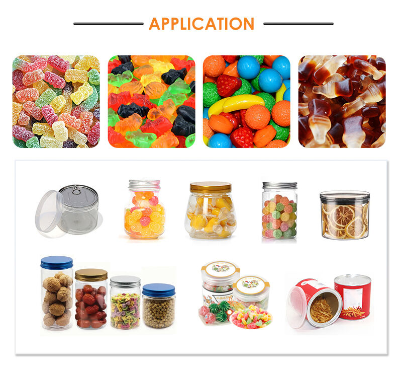 CE Fabrika özelleştirilebilir Otomatik Çipler Şeker doldurma ve mühürleme Üretim hattı Kavanoz / şişe / kutu için atıştırmalık ambalajlama makinesi