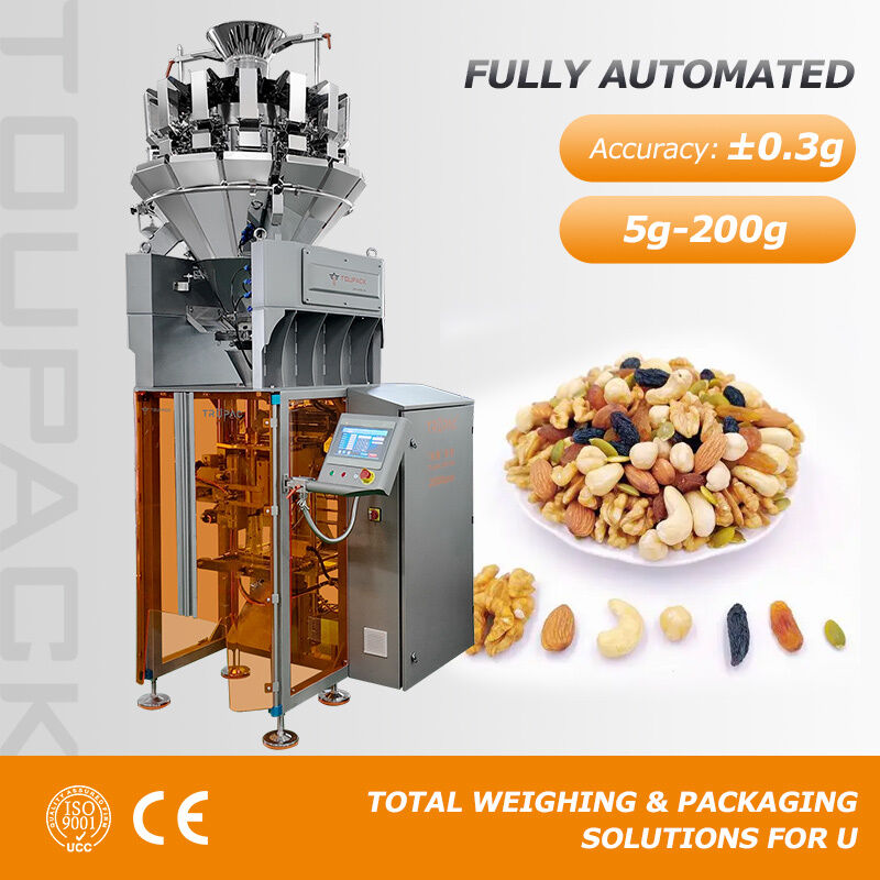 Gıda ambalajı için otomatik VFFS ambalaj makinesi Multihead ağırlığıyla Dakikada 20-200 paket Yüksek hassasiyetli tartım sistemi