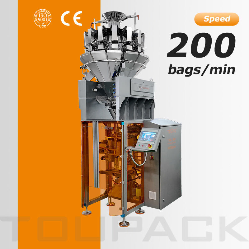 Gıda ambalajı için otomatik VFFS ambalaj makinesi Multihead ağırlığıyla Dakikada 20-200 paket Yüksek hassasiyetli tartım sistemi