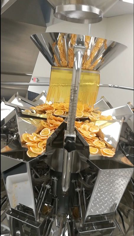 40 Torba / Dak PLC Döner Paketleme Makinesi Kurutulmuş Meyve Limonlu Premade Torba için Çok Kafa Kantarı