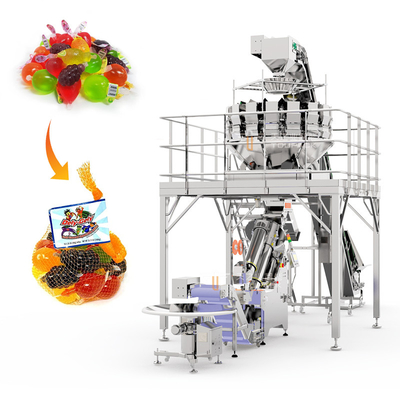 Meyve Jöle Hasır Çanta Paketleme Makinesi 500g-5kg Multihead Kantarlı Kırpma Makinesi