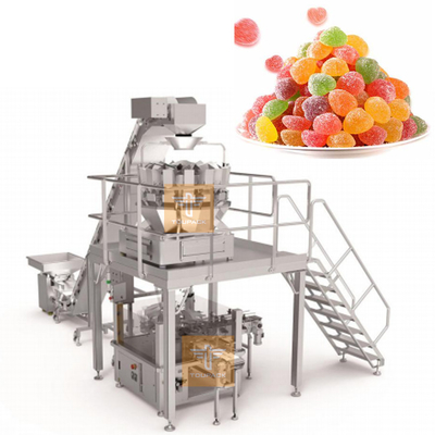 Çok Fonksiyonlu Gummies Ağlama ve Doldurma Sistemi Şeker 14 Kovası Çok Başlı Ağırlayıcı