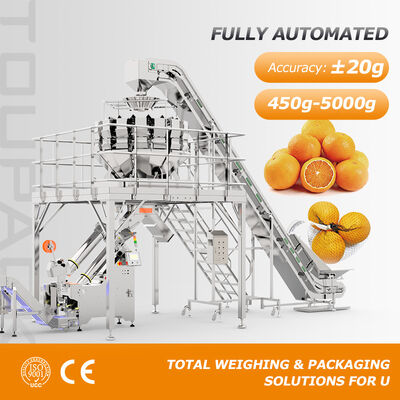 Patates Soğan için 15–30 Torba / Dakika Hız ve 0,45 ~ 5Kg Kapasiteli Otomatik Örgü Çanta Paketleme Makinesi