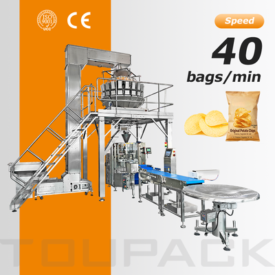 Çok Kafalı Terazili Yüksek Kaliteli Şişirilmiş Gıda Paketleme Hattı, 30-60 Torba / Dakika