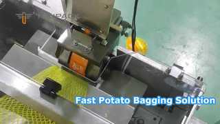 Otomatik Tartı Net Çanta Dolum Kırpma ve Etiketli Endüstriyel Patates Örgü Çanta Paketleme Hattı